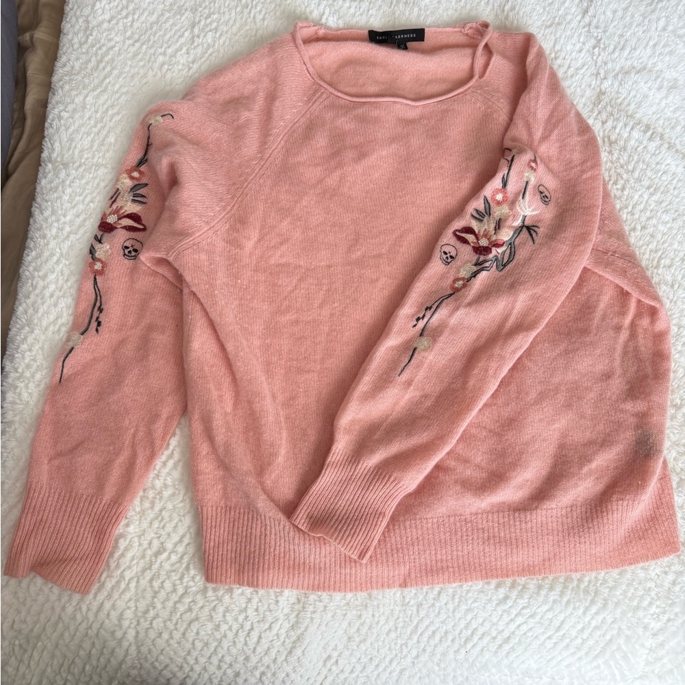 Skull Cashmere Pink Floral Sweater